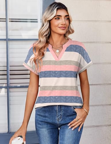 Image of Zeagoo Womens Tops Short Sleeve Summer V Neck Shirts Work Blouses Business Outfits Fashion Clothing