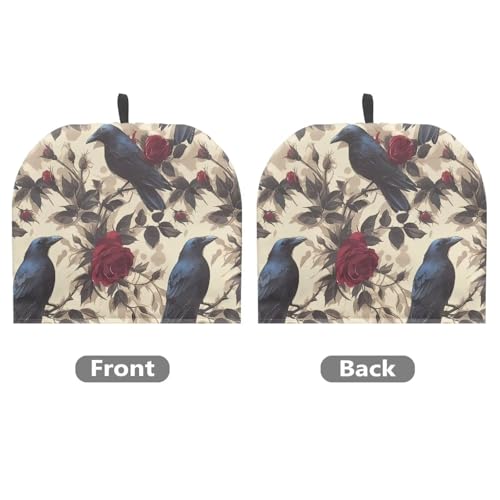Image of Gothic Crow Tea Cozy for Teapot Insulated Reusable Kettle Cover Breakfast Warmer Rose Tea Pot Cozy for Keeping Warm Thick Teapot Dust Protector