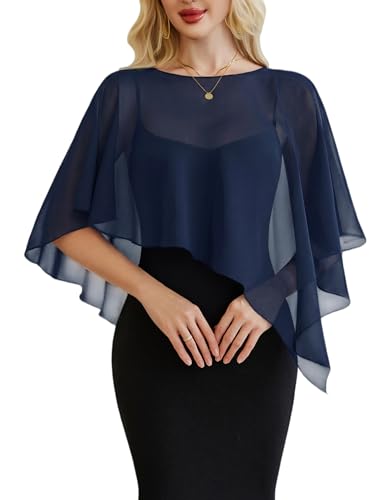 Avidlove Women Chiffon Cape Shawl Wraps with Batwing Sleeves for Evening Wedding Bridesmaid Dress Wedding Guest Cover Up