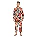 Joisal Red Grey Floral Adult Onesie Costume Women One Piece Pajamas Fashion Men's Full Body Pjs X-Large