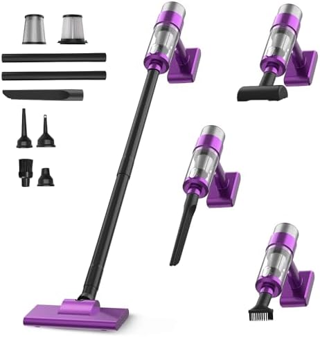 （13:30時点） 掃除機 コードレス【2025改良進化モデル】28000pa超強力吸引 軽量 コードレス掃除機 Type-C usb充電式 LEDライト付 スティッククリーナー ハンディークリーナー そうじき 車用そうじき HEPA多重濾過 多種類ノズル 省エネ 2WAY 静音設計 家庭用/一人暮らし/フロア/カーペット/車に適用（Deep Purple）