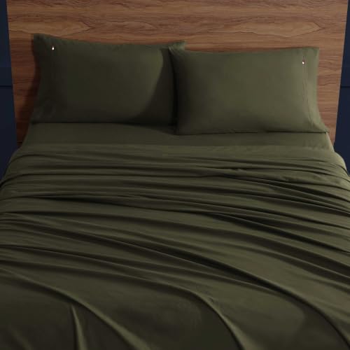 Image of Tommy Hilfiger - Twin XL Cotton Percale Soft Sheet Set with Pillowcase