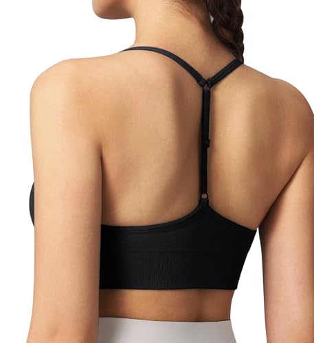 Women's Sports Bras Adjustable Y Back Spaghetti Strap Racerback Padded Wireless Yoga Workout Tops3