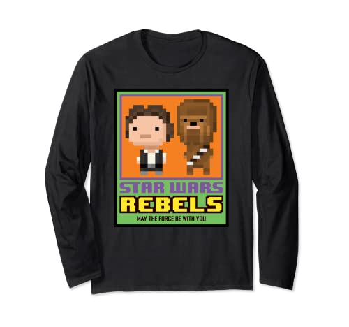 T-shirt Star Wars pixel long sleeve Han Solo Chewbacca vintage geek