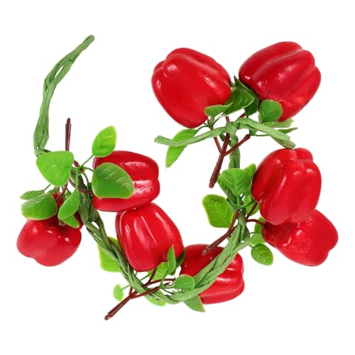 DOITOOL Guirnalda de Pimientos Artificiales Rojos Realistas 8 Unidades Colgantes para Decoración Rústica de Hogar Restaurantes y Eventos Adorno Vegetal Simulado Resistente y Detallado