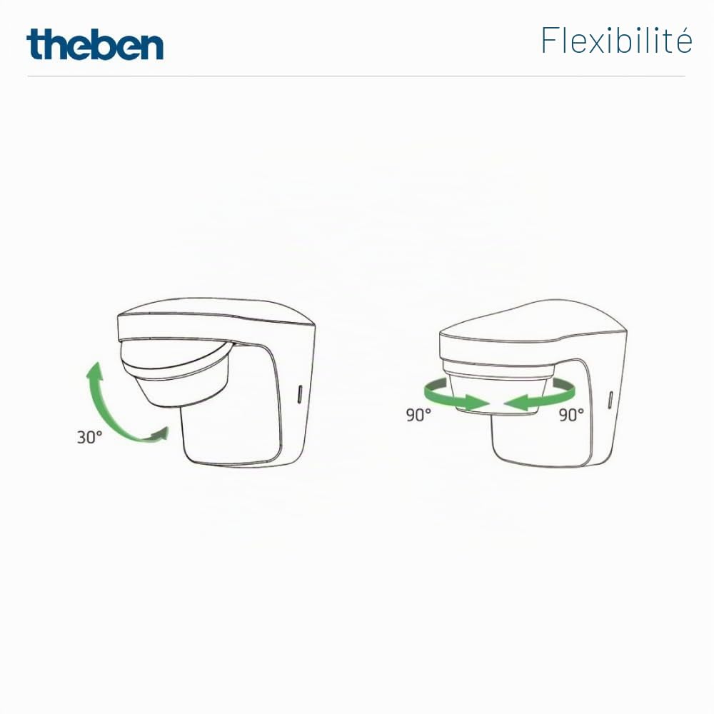Theben 1010510 theLuxa S360 WH détecteur de Mouvement 360° 32 m ext. Blanc | IP66, PIR, 1 s - 20 min, 500 W LED, limitation de zone, sensibilité réglable, mesure de lumière mixte, impulsion blanc