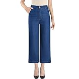 Material: Polyester nobrand Sommer Damen Denim Hose Neue Hohe Taille Gerade Hose Lose Größe Neun Punkte Weitbein Hose Casual Blue Jeans