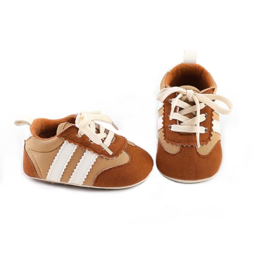 Image of HsdsBebe Baby Boys Girls Pu Leather Hard Bottom Walking Sneakers Toddler Rubber Sole First Walkers Infant Cartoon Slippers Crib Shoes