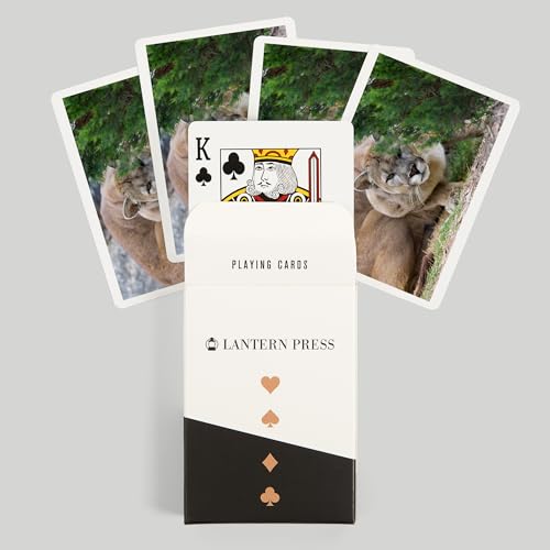 Lantern Press Cougar Crouching, 52 naipes poker miniatura 6