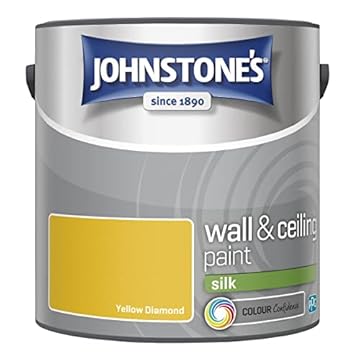 Johnstone's - Wall & Ceiling Paint - Yellow Diamond - Silk Finish - Emulsion Paint - Fantastic Coverage - Easy to Apply - Dry in 1-2 Hours - 12m2 Coverage per Litre - 2.5L