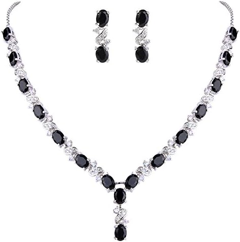 Clearine Women's Wedding Bridal Cubic Zirconia Infinity Y-Shape Necklace Dangle Earrings Set
