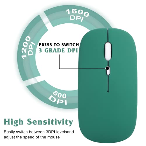 Image of UrbanX 2.4GHz & Bluetooth Mouse, Rechargeable Wireless Mouse Compatible with Smart TV Bluetooth Wireless Mouse for Laptop /PC /Mac /pro /Computer /Tablet /Android Jade Green