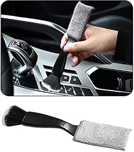 Smeyta Double Head Brush for Car Clean 1Pack,Car Brushes for Detailing Interior,Car Detailing Brushes Exterior,Soft Car Detailing Brush(Double Head-Black,1Pack)
