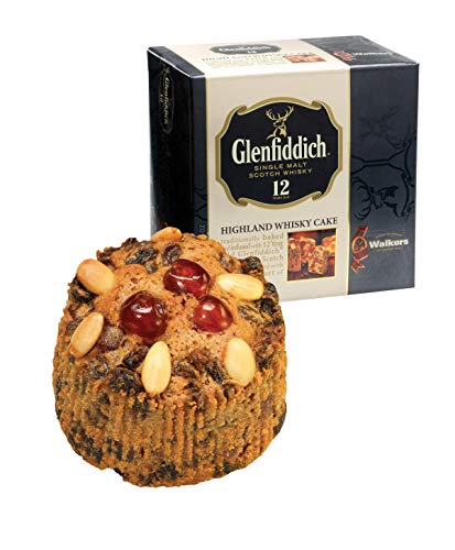 Walker’s Highland Whiskey Cake – 14.1 oz Fruit Cake Infused with Glenfiddich Single-Malt Scotch Whisky - Luxury Holiday Treat and Dessert from Scotland
