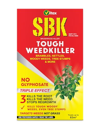 Vitax SBK Tough Weedkiller Kills Down To The Roots Suitable For Brambles Nettles Dock Woody Weeds Hardwood & Tree Stumps Targets Weeds Not Grass Concentrate - 250Ml Coverage 83M2