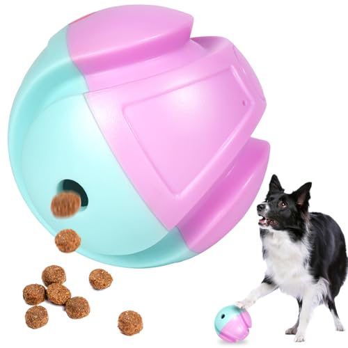 KUSSGLVCK Giggle Ball, Indestructible Chew Toy for Aggressive Chewers, Interactive Squeaky Ball with Treat Dispenser, Durable Dog Puzzle Feeder for Small/Medium/Large Dogs (Blue-Pink)?