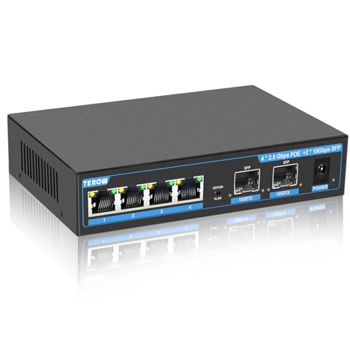 2.5G Poe Ethernet Switch 6 Port unmanaged , 4 x 2.5G Poe Base-T & 2 Port 10G SFP, Multi-Speed Network Switch, Compatible with Gigabit & 10Gb, Desktop/Wall Mount, Ideal for AP, Power Over Switch - Image 3