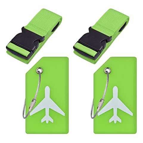 2Sets Travel Luggage Accessories-Luggage Straps and Luggage Tags-Green Cover