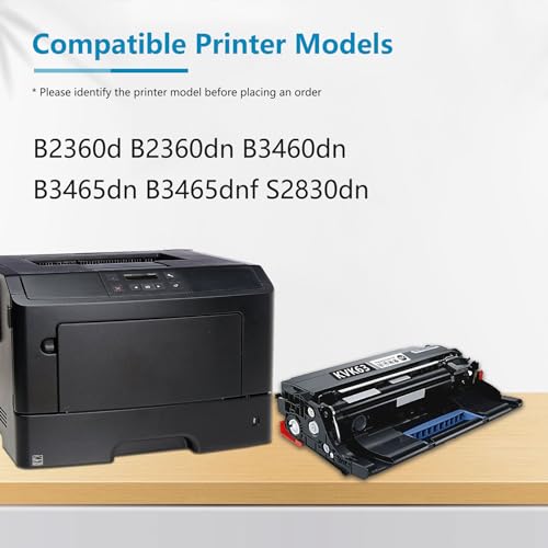 Image of B2360 KVK63 Drum Unit 1-Pack Replacement for Dell KVK63 Drum use with B2360d B2360dn B3460dn B3465dn B3465dnf S2830dn Printers (1Black)
