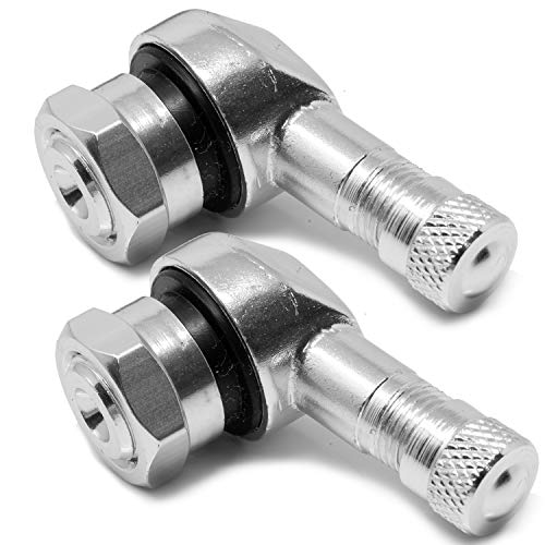 2X Alu Eckventil/Winkelventil BZW. abgeflachtes Motorrad Auto Reifen Autoventil abgewinkelt - 11,3 mm - Farbe Silber Aluminium