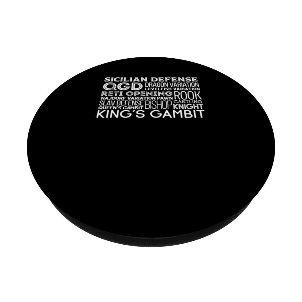 Chess Player Defense Queen King Rook Pawn Bishop Castling PopSockets Swappable PopGrip, Black - Image 2