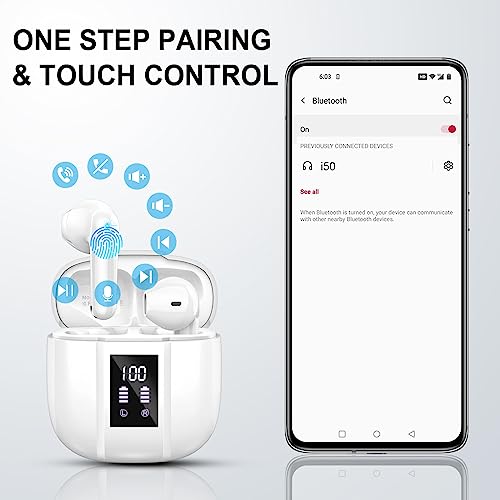 Auriculares-Inalambricos-Bluetooth-Half-In-Ear-Auriculares-Bluetooth-53-48-Horas-Estereo-HiFi-con-Reduccion-de-Ruido-IP7-Impermeable-Cascos-Inalambricos-Comodidad-Ligera-Carga-Rapida-USB-C-Blanco