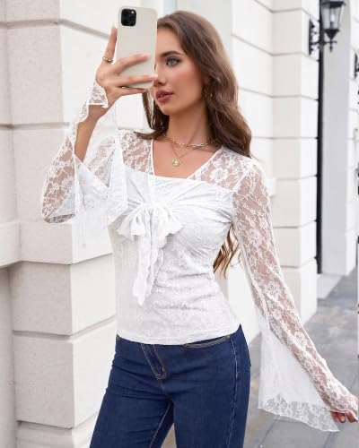 Scarlet Darkness Women's Y2K Lace Bell-Sleeve Top - 13.50 w/ Code + 50% Off Code 9VBZSKL3 - image 3