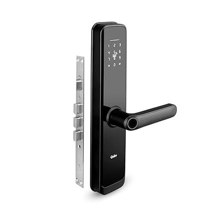 QUBO Smart Door Lock Elite from Hero Group | 5-Way Unlocking | Fingerprint | Pincode | RFID Card | Bluetooth Mobile App | Mechanical Key | OTP Access | (Black)