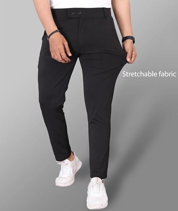 Image of Men's Slim Fit Lycra Formal Trousers Combo | Stretchable Smart Casual Pants for Office Wear | Mid-Rise Flat Front Stylish Chinos