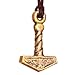 Norse Tradesman Handcrafted Thor's Hammer Mjolnir Pendant Necklace - Solid Brass with Adjustable Genuine Leather Cord