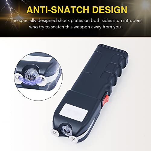 Dartmoor 300,000V Stun Gun Ultrapowerful Rechargeable Phone Size For Men Women With Side Shock Plates For Car & Self Defense Tactical Flashlight Custom Holster And Lanyard, Black #TOP1