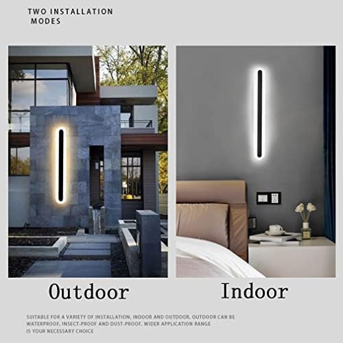 Ceiling Lamp,Dimmable Outdoor LED Wall Lights with Remote Control Waterproof IP65 Black Metal Wall Sconce Lamp for Patio, Terrace, Hallway, Porch Long Strip Wall Lighting Fixture (80cm)