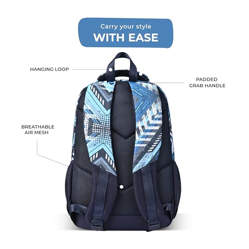 Image of Gear Frolic 17 inch /20L Medium Water Resistant School Bag /Casual Backpack /Daypack /Laptop Bag for Boys /Girls (Blue - Cream)
