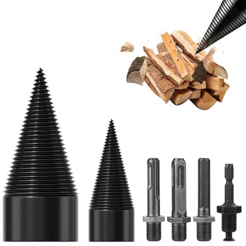 6Pcs Wood Splitter Drill Bits Set, 45mm+32mm Heavy Duty Log Splitters with 4 Drill Screws,...
