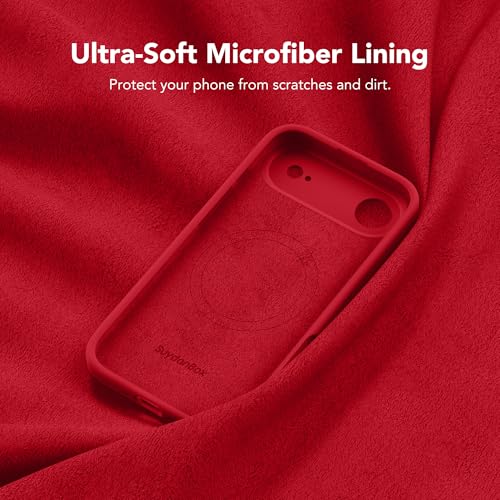 Image of Magnetic for iPhone Air Case, Compatible with MagSafe, [Full Camera Protection][Screen Protector] Silicone Shockproof Protective Phone Case for iPhone 17 Air 6.5 inch, Deep Red