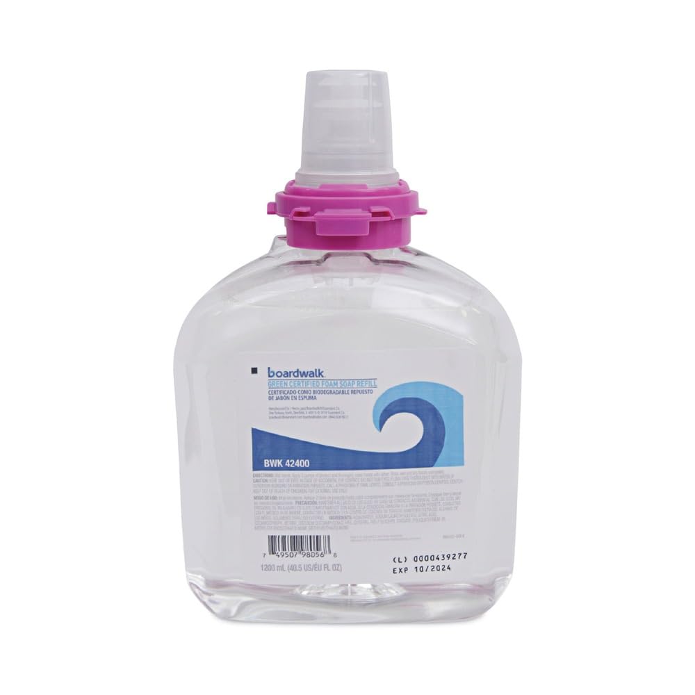 Boardwalk 5665-02-GCE00LP 1200 mL Green Certified Foam Soap Refill - Unscented (2/Carton)