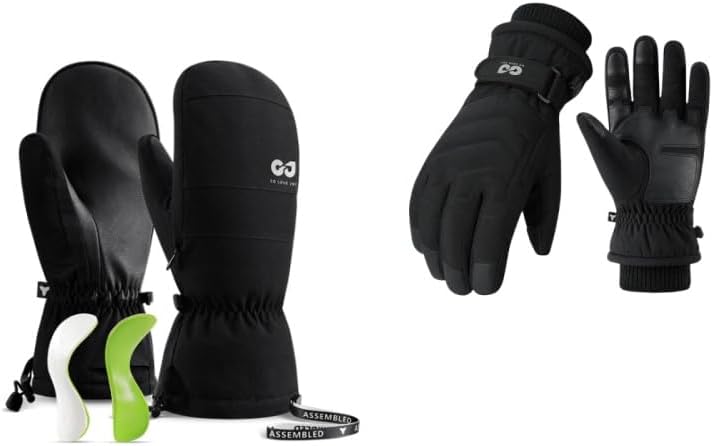 2 Pair Sport Utility Snowboarding Mittens for Men Women Youth Waterproof Ski Snow Gloves for Cold Weather Ski Trip Hand Warmer Snowboard Gloves Removable Wrist Padding