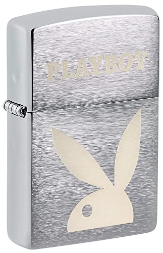 Zippo Briquet Tempête - Modèle Playboy - Finition Chrome Brossé avec Color Image - Rechargeable - Réutilisable - Design Coupe-Vent - Coffret Cadeau Fabriqué aux...