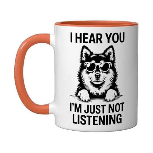 Finnish Lapphund Dog Funny Finnish Lapphund Ceramic Mug, Orange/White