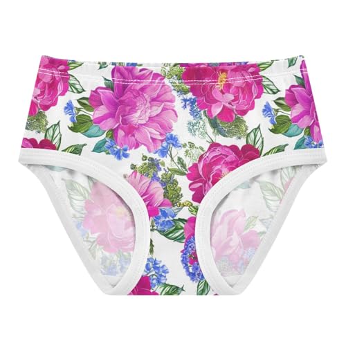 Joisal Cotton Toddlers Underwear Floral Purple Pink Floral White Girl Panties Cute Bright Kids Briefs Undies 2t