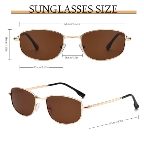 Vintage Rectangle Polarized Sunglasses 90s Retro Trendy Sunnies UV4004