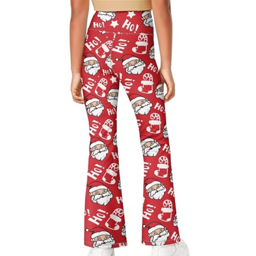 Image of Girls Leggings Floral Print High-Waisted Flared Pants 5-14 Years