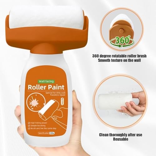 Image of Wall Repair Roller Paint - Multifunctional Crack Covering & Wall Renovation Roller, Water-Based Latex Repair Paint for Peeling, Stains & Holes, DIY Home Improvement Tool (500g)