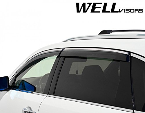 Wellvisors Replacement For 2014-Present Acura Mdx Clip-On Chrome Trim Smoke Tinted Side Rain Guard Window Visors Deflectors 3-847Ac008 #TOP3