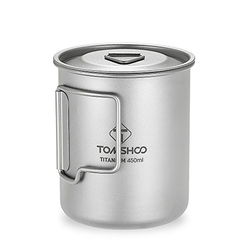 Nishore 450ml Titanium Cup Outdoor Portable Camping Picnic Water Cup Mug com tampa dobrável Handle