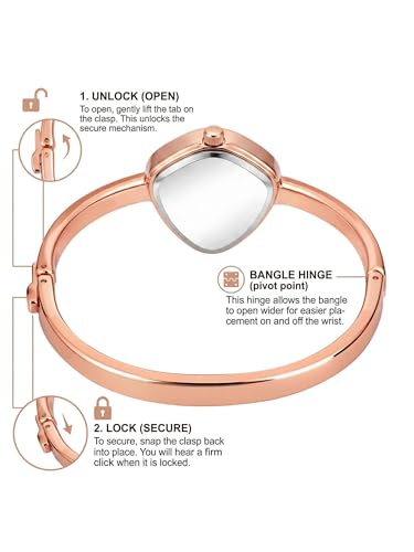 Image of Shocknshop Analog Triangle Dial Bangle Ladies Gold Tone Cuff Bracelet Strap Ladies Minimalist Quartz Watch for Woman -WCH192