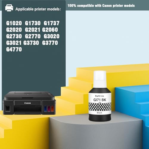 Image of KOSH GI-71 Refill Ink Compatible for Canon G1020,G2020,G2021,G2060,G3020,G3021,G3060 Printers (1, Black Pack of 1)