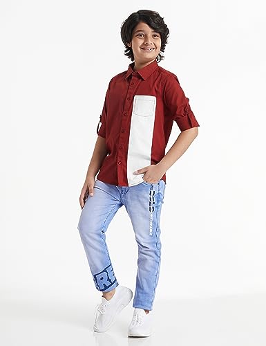 Image of Amazon Brand - Symbol Boys Cotton Solid Regular Fit Shirt