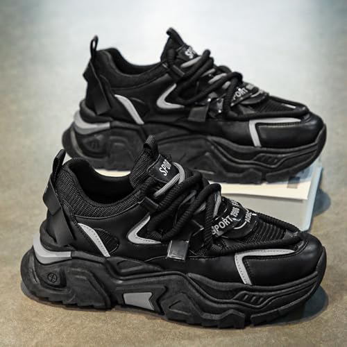 Leather Chunky Platform Sneakers for Men: Dad - Inspired, Comfort - Focused, Non - Slip. Great for Casual Wear and Active Lifestyles.3