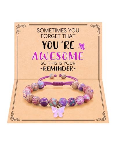 Natural Stone Butterfly Bracelet Back to School You are Awersome Gifts for Teen